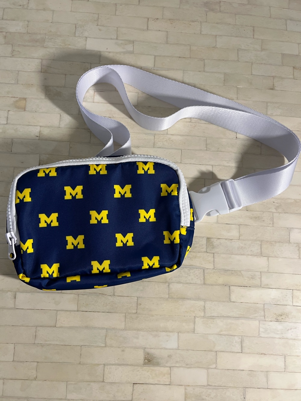 Small University of Michigan M Pattern Crossbody Bag - Blue & Maize Giftable